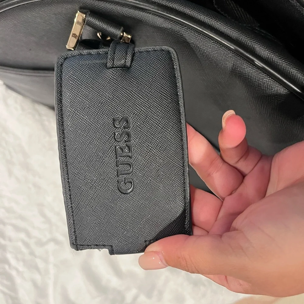 Guess duffle bag leather travel suitcase black logo versatile dome KORRY epi - Picture 6 of 14